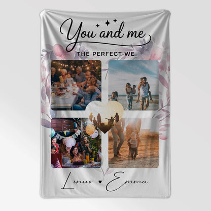 Decke Mit Namen Paar Fotocollage 4 Fotos You and Me The Perfect We personalisiertes Geschenk 7