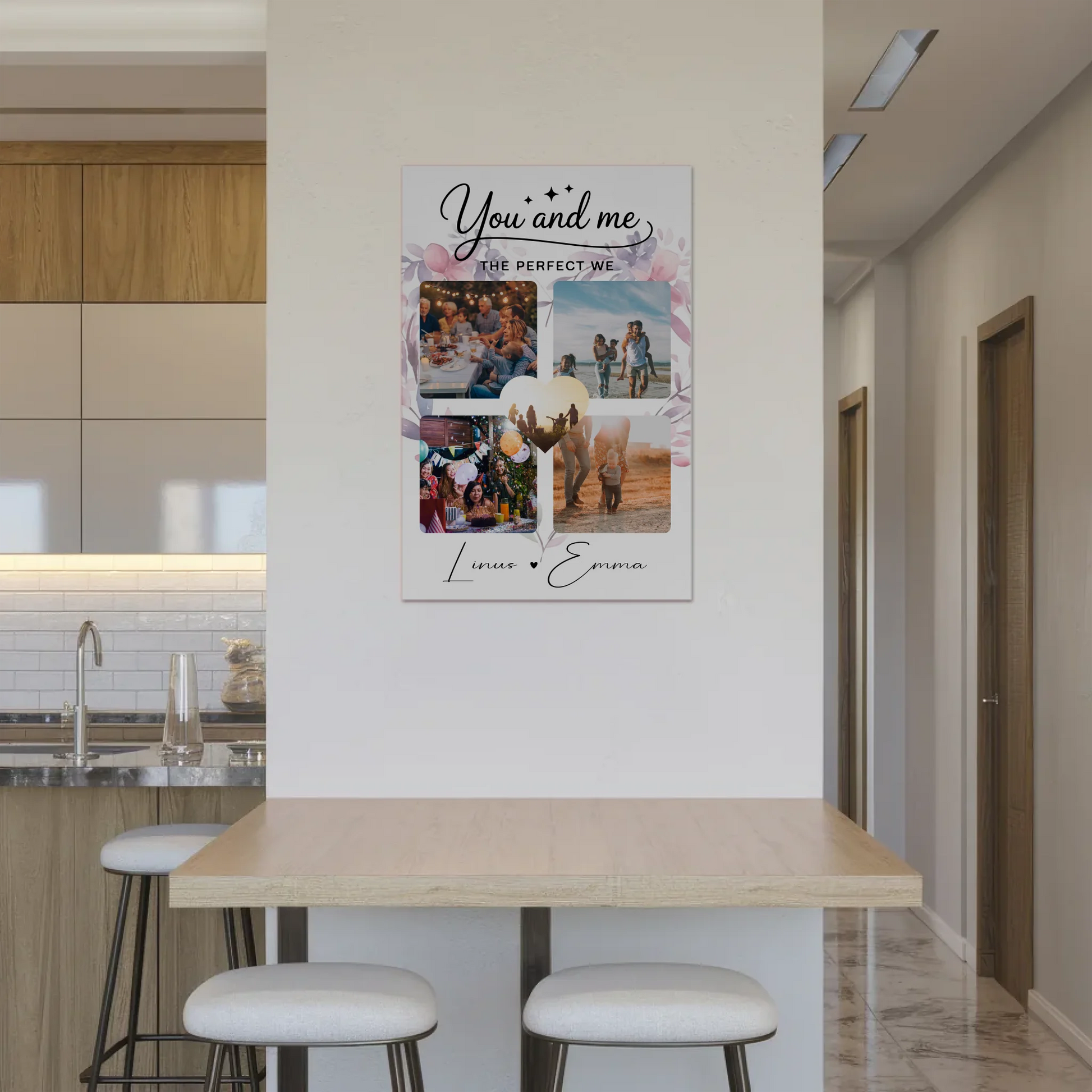 Personalisiertes Fotoboard Magnet Wandbild Paar Fotocollage 4 Fotos You and me The perfect we Geschenk 2