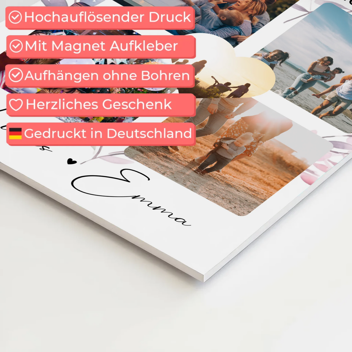 Personalisiertes Fotoboard Magnet Wandbild Paar Fotocollage 4 Fotos You and me The perfect we Geschenk 4