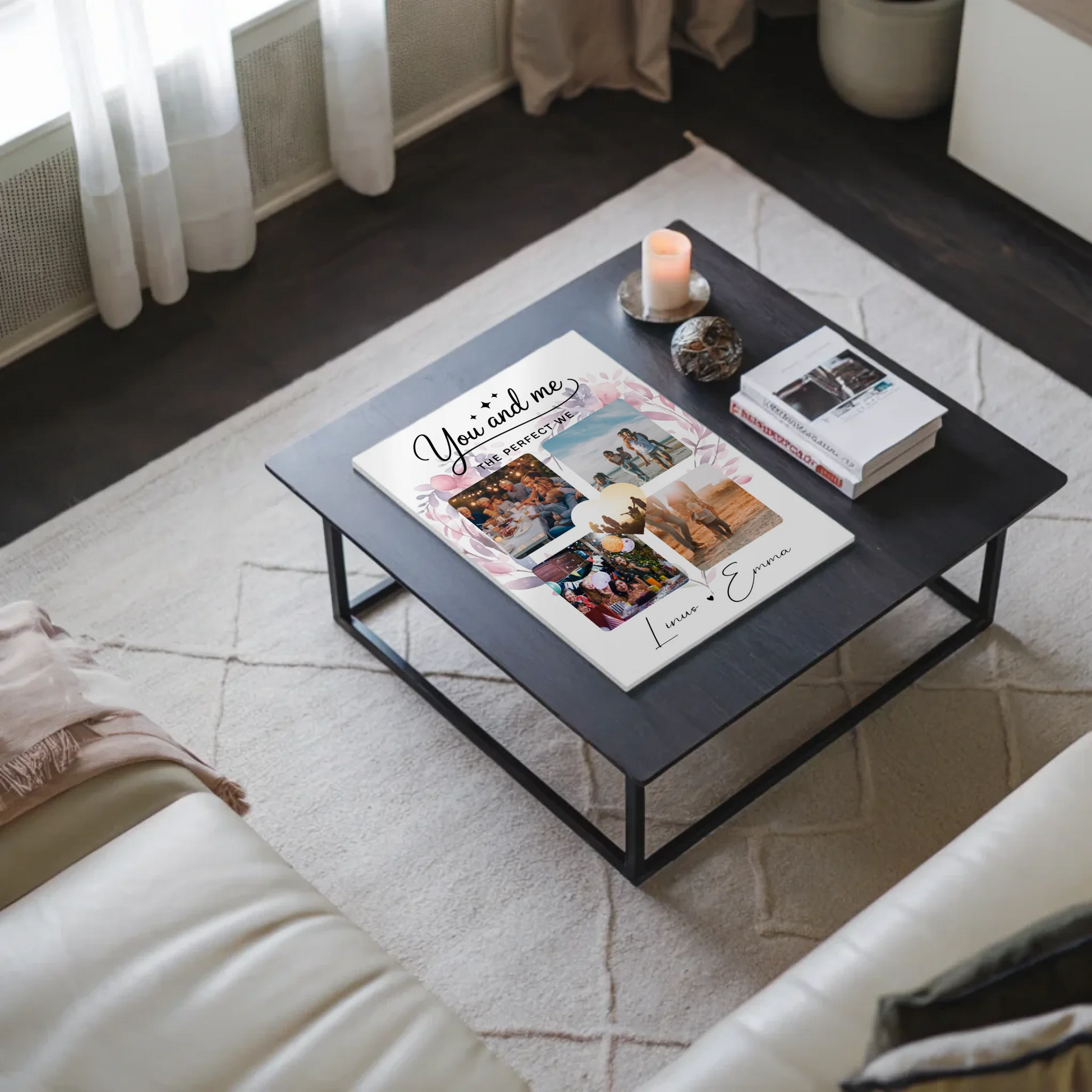 Personalisiertes Fotoboard Magnet Wandbild Paar Fotocollage 4 Fotos You and me The perfect we Geschenk 9