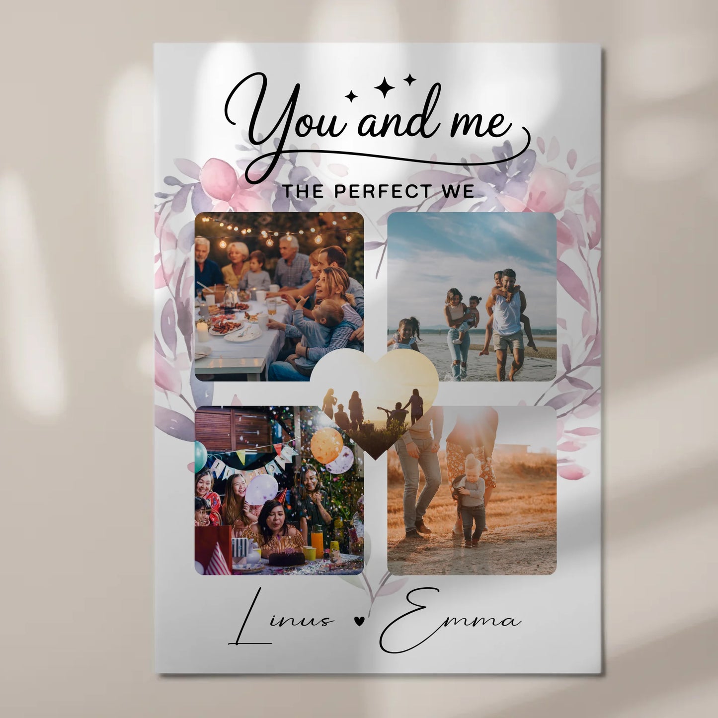 Personalisiertes Fotoboard Magnet Wandbild Paar Fotocollage 4 Fotos You and me The perfect we Geschenk 7