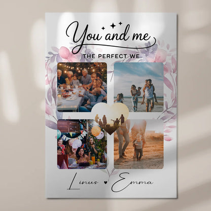 Personalisiertes Fotoboard Magnet Wandbild Paar Fotocollage 4 Fotos You and me The perfect we Geschenk 7