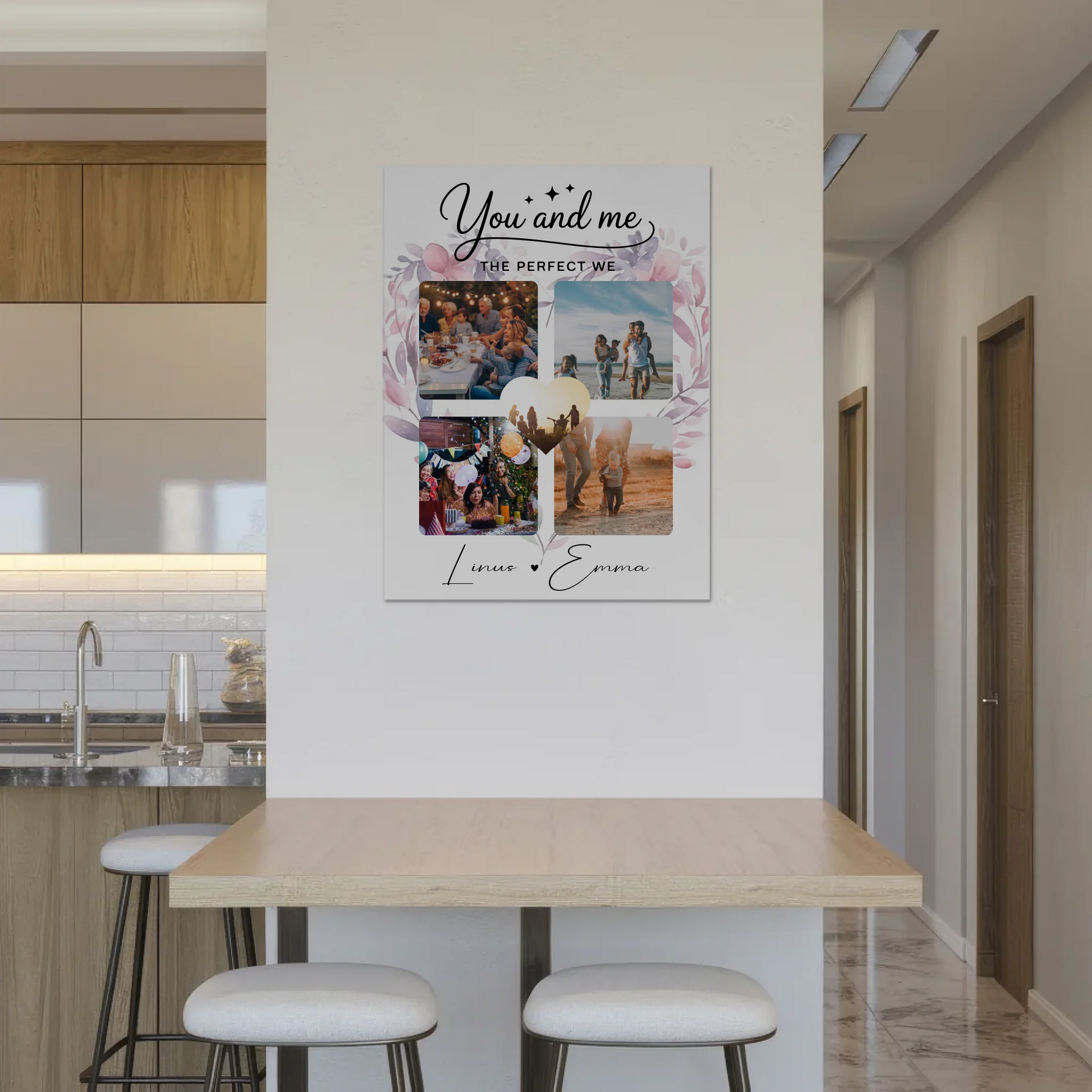 Personalisiertes Fotoboard Magnet Wandbild Paar Fotocollage 4 Fotos You and me The perfect we Geschenk 8