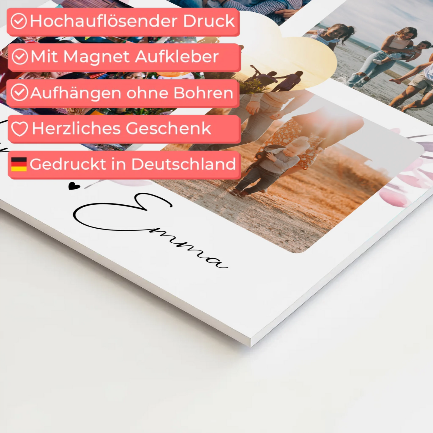 Personalisiertes Fotoboard Magnet Wandbild Paar Fotocollage 4 Fotos You and me The perfect we Geschenk