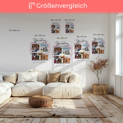 Paar Leinwand mit 4 Fotos und Paar Fotocollage You and me The perfect we personalisiertes Geschenk 6