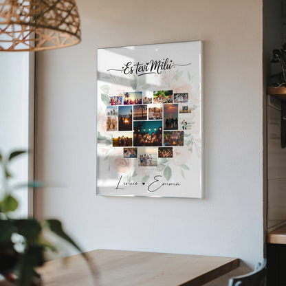 Wandbild Fotocollage Liebe mit 19 Herz Fotos personalisiertes Geschenk