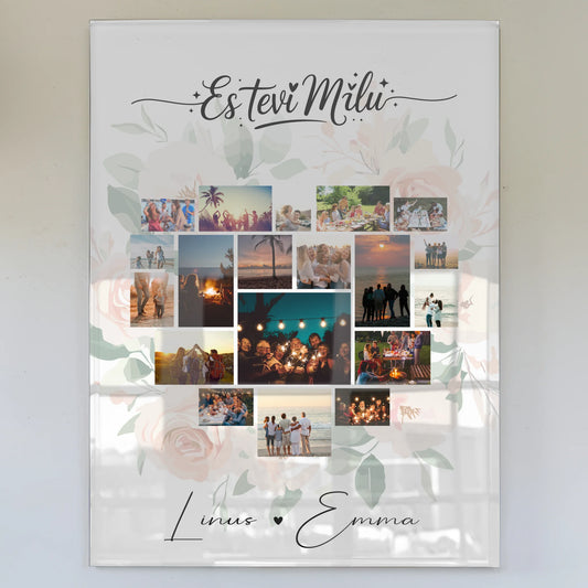Wandbild Fotocollage Liebe mit 19 Herz Fotos personalisiertes Geschenk