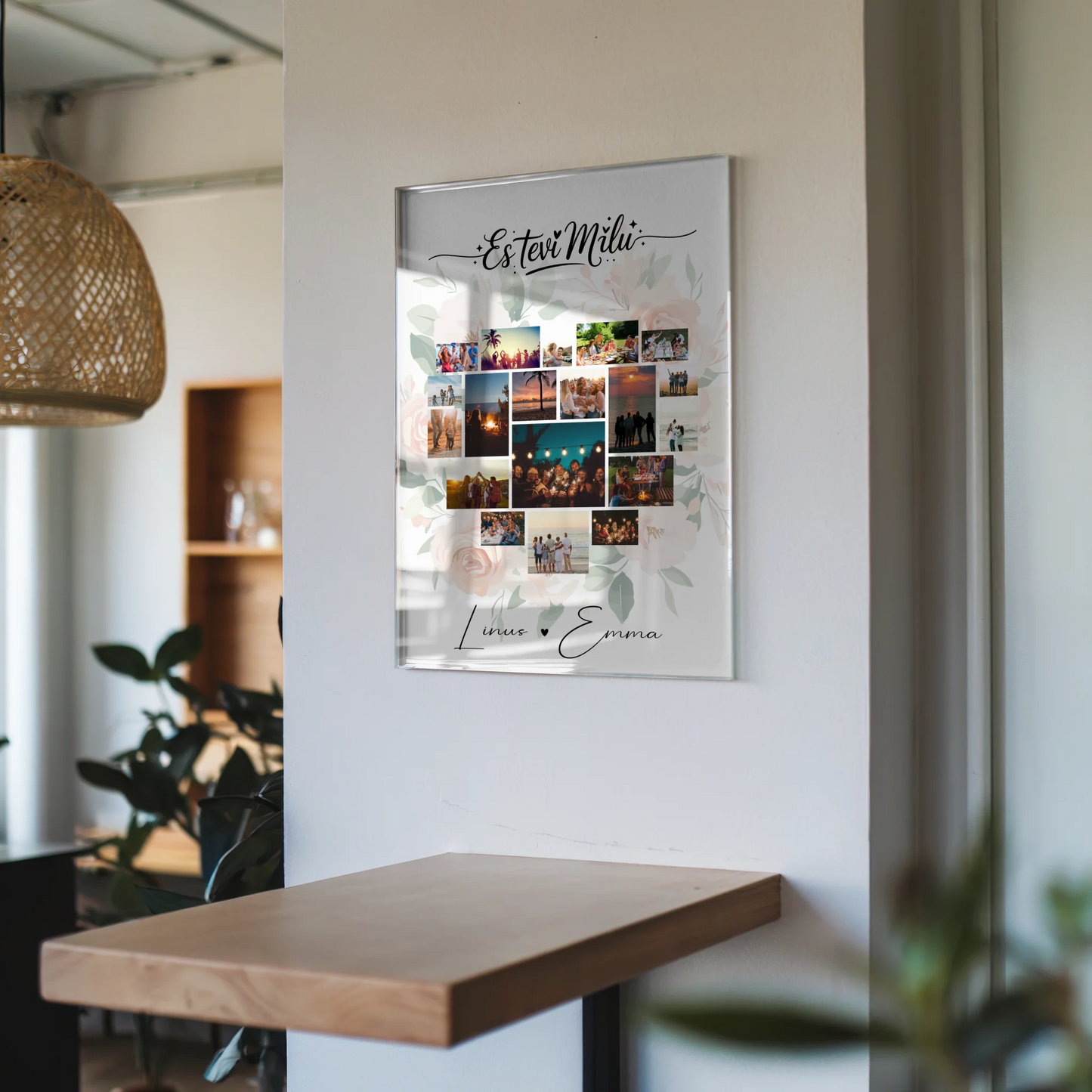 Wandbild Fotocollage Liebe mit 19 Herz Fotos personalisiertes Geschenk