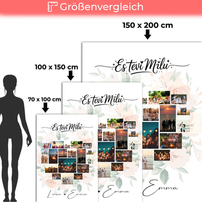 Personalisierte Kuscheldecke Mit Namen Fotocollage Liebe 19 Herz Fotos Es tevi mīlu Geschenk 5