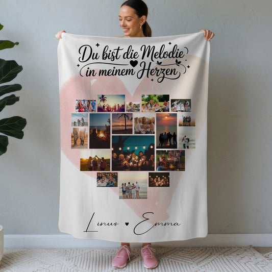 Decke Mit Namen Fotocollage 19 Herz Fotos Melodie in meinem Herzen Geschenk 1