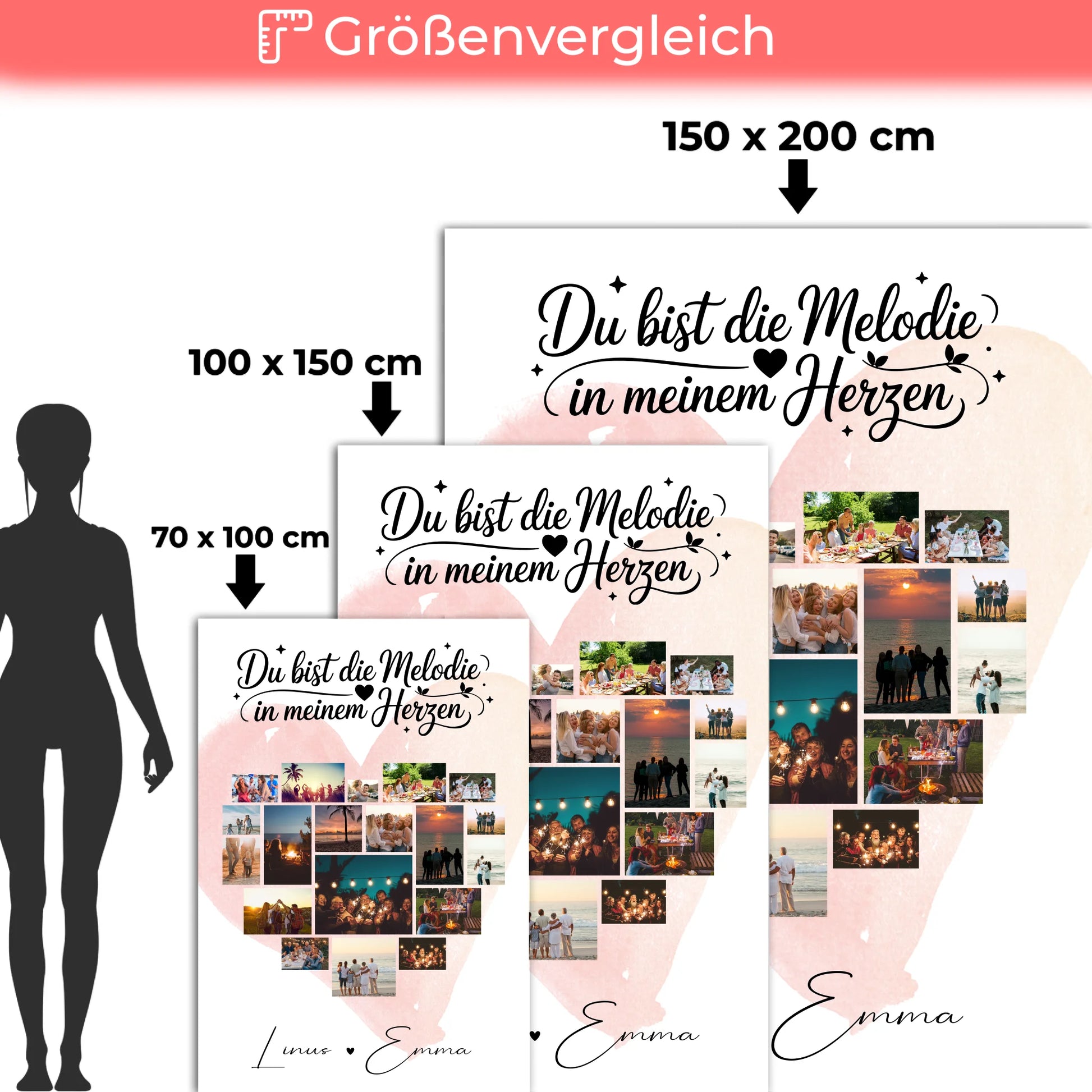 Decke Mit Namen Fotocollage 19 Herz Fotos Melodie in meinem Herzen Geschenk 5