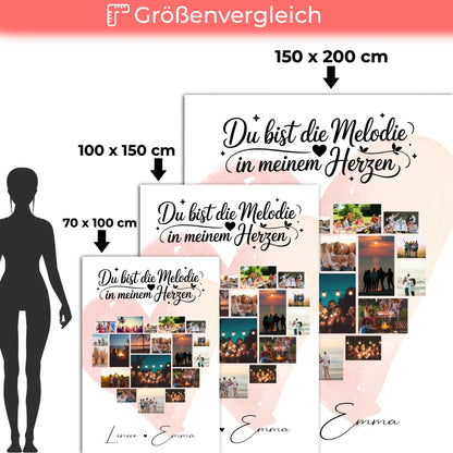Decke Mit Namen Fotocollage 19 Herz Fotos Melodie in meinem Herzen Geschenk 5