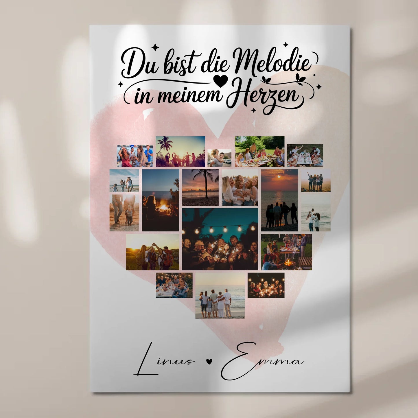 Personalisiertes Magnetposter Fotocollage mit 19 Herz Fotos Melodie in meinem Herzen Geschenk 7
