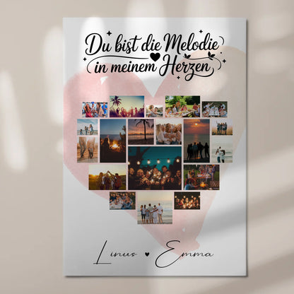 Personalisiertes Magnetposter Fotocollage mit 19 Herz Fotos Melodie in meinem Herzen Geschenk 7