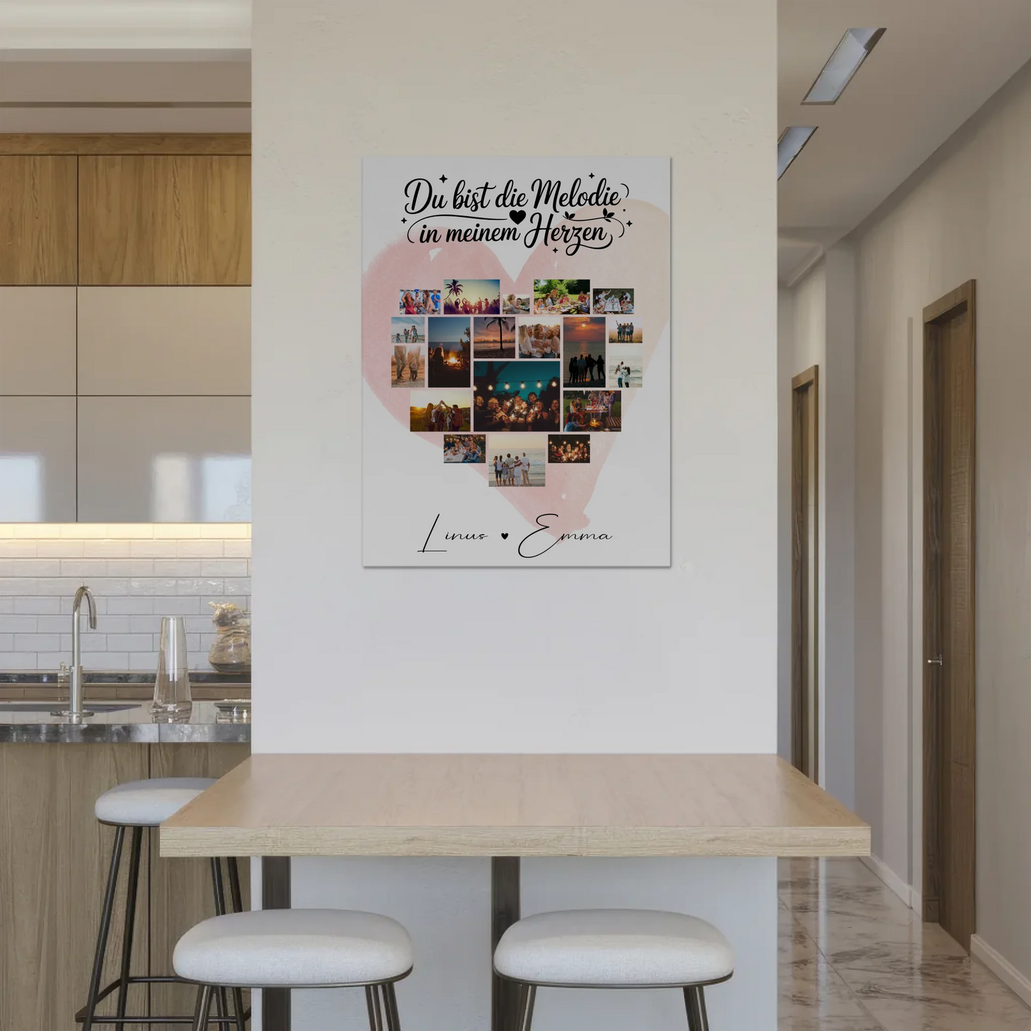 Personalisiertes Magnetposter Fotocollage mit 19 Herz Fotos Melodie in meinem Herzen Geschenk 8