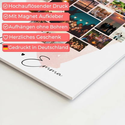 Personalisiertes Magnetposter Fotocollage mit 19 Herz Fotos Melodie in meinem Herzen Geschenk 10