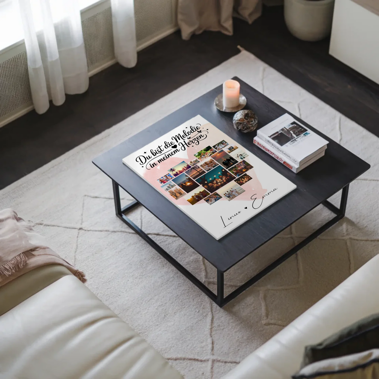 Personalisiertes Magnetposter Fotocollage mit 19 Herz Fotos Melodie in meinem Herzen Geschenk