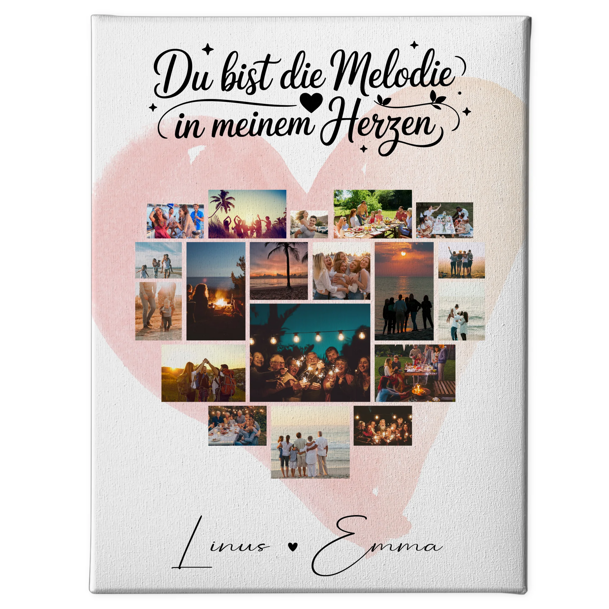 Personalisierte Leinwand Paare mit Fotocollage 19 Herz Fotos Melodie in meinem Herzen Geschenk 1