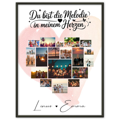 Poster Liebe Fotocollage 19 Herz Fotos Melodie in meinem Herzen