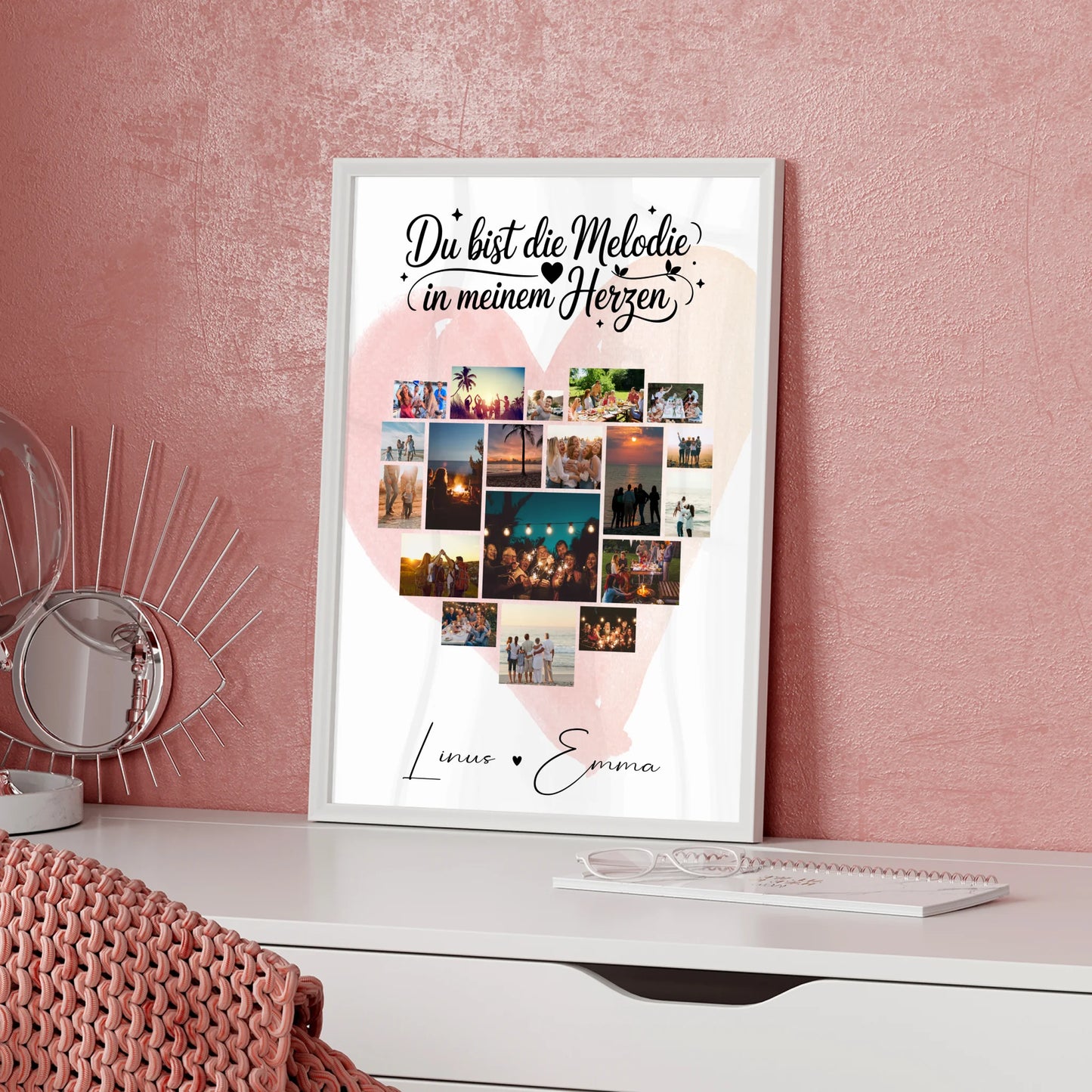 Poster Liebe Fotocollage 19 Herz Fotos Melodie in meinem Herzen