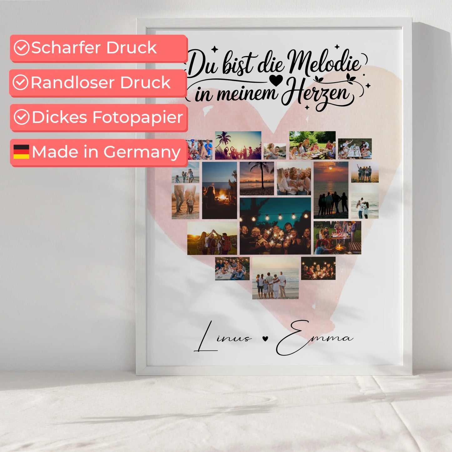 Poster Liebe Fotocollage 19 Herz Fotos Melodie in meinem Herzen