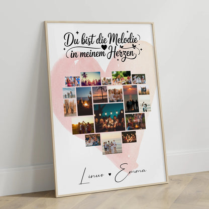 Poster Liebe Fotocollage 19 Herz Fotos Melodie in meinem Herzen