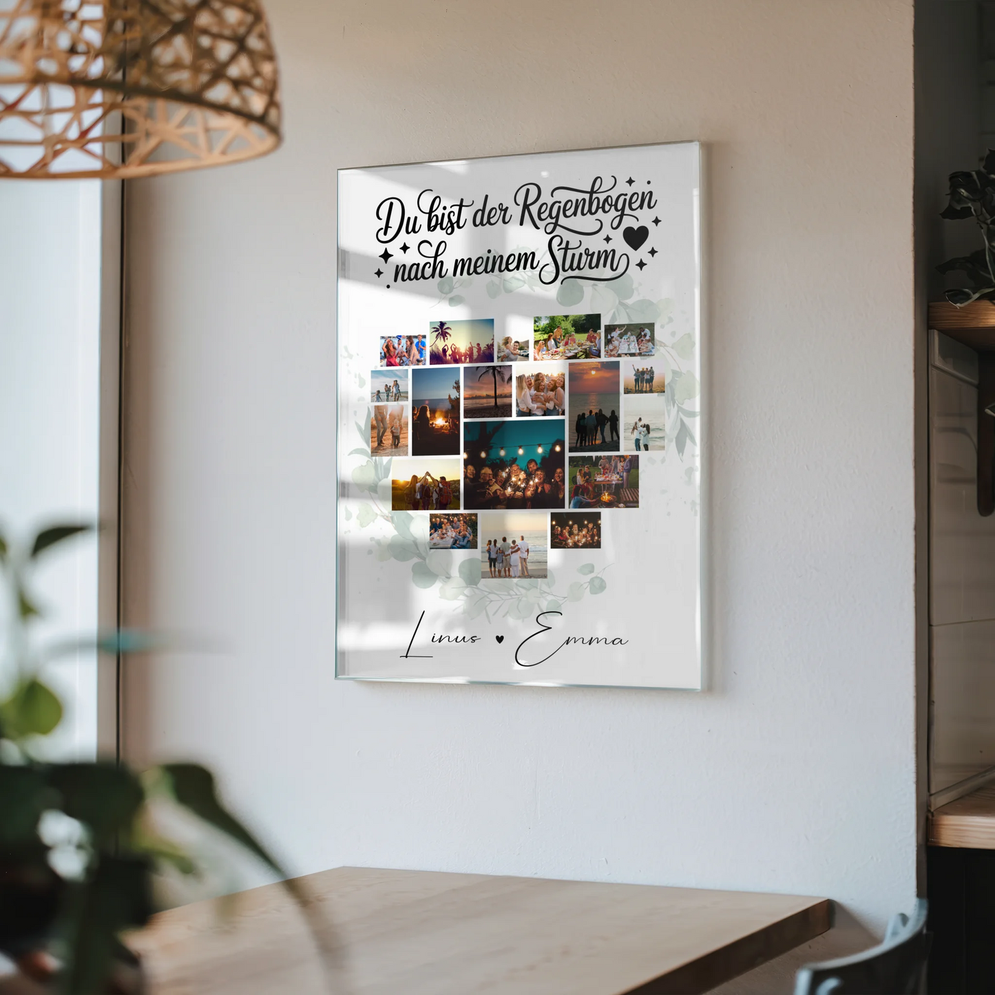 Personalisierte Foto Acrylglas für Paare mit 19 Herz Fotos Du bist der Regenbogen Geschenk