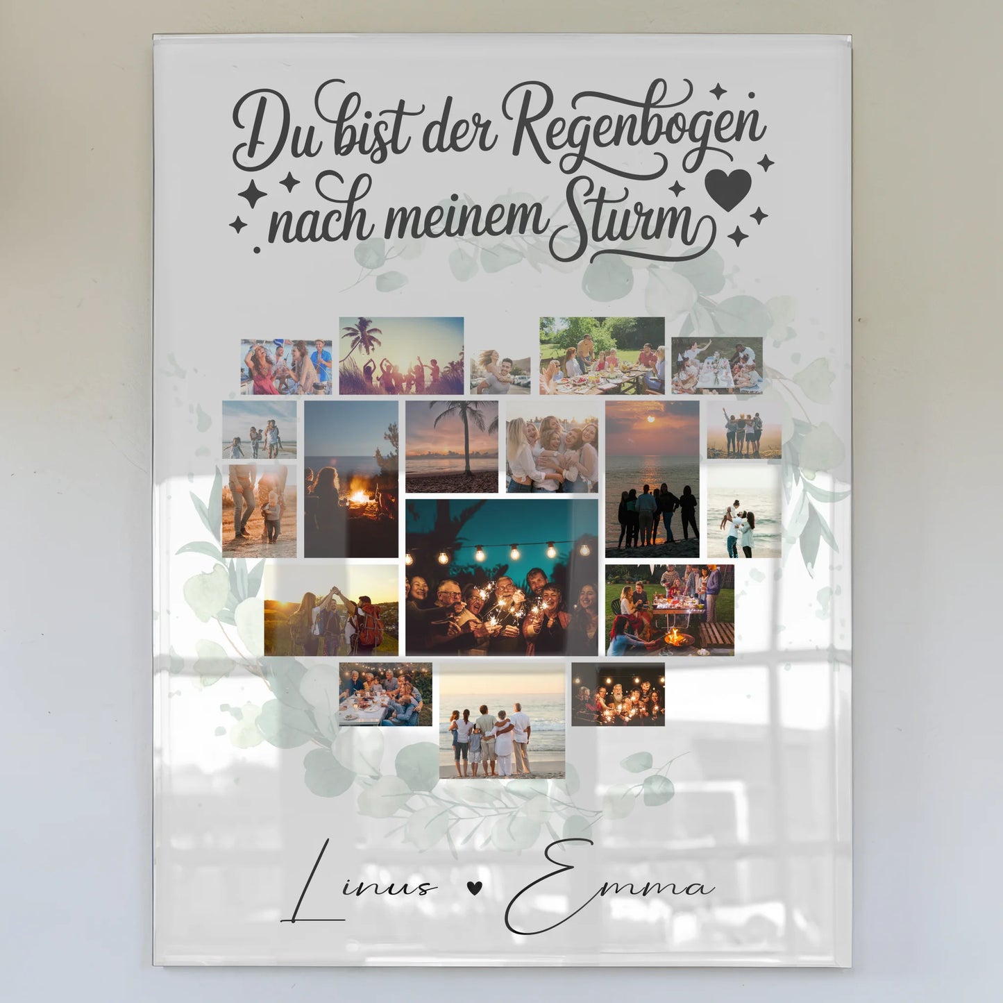 Personalisierte Foto Acrylglas für Paare mit 19 Herz Fotos Du bist der Regenbogen Geschenk