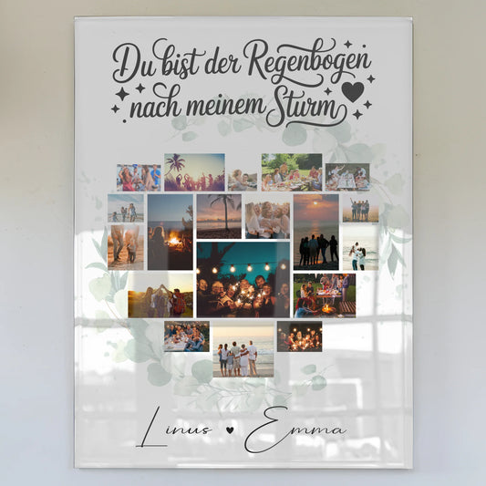 Personalisierte Foto Acrylglas für Paare mit 19 Herz Fotos Du bist der Regenbogen Geschenk