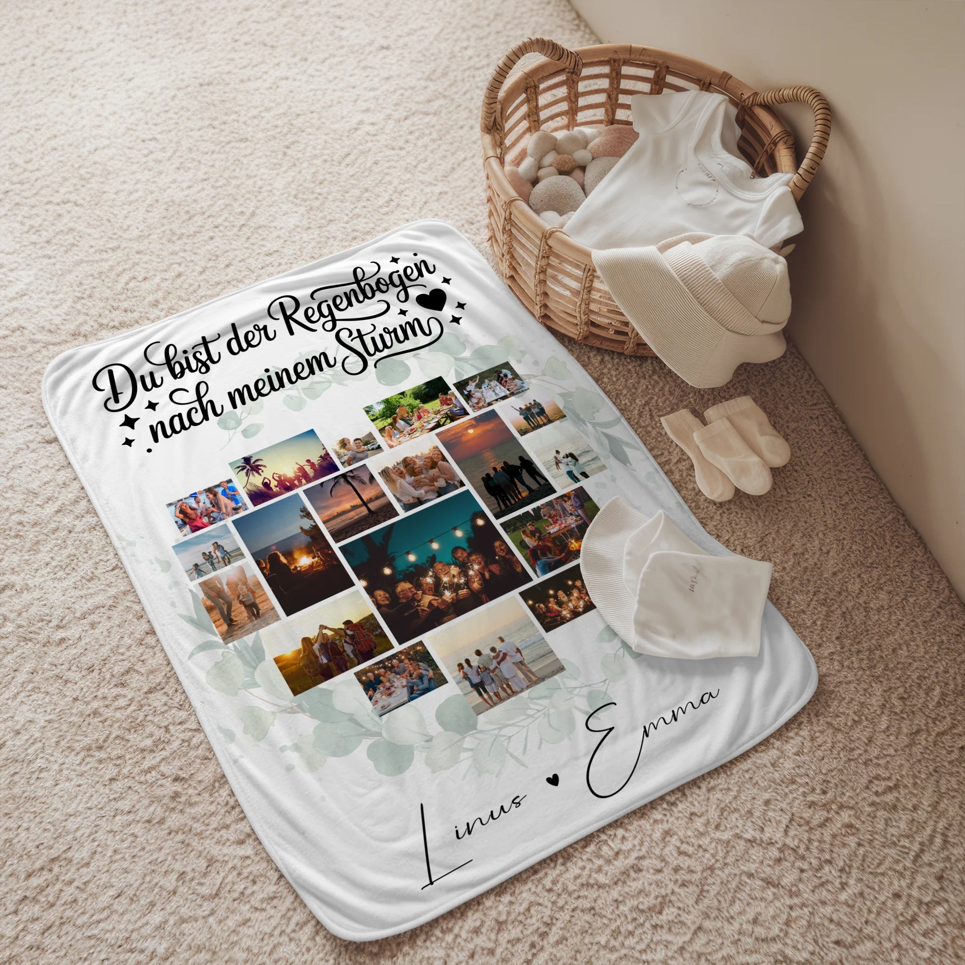 Personalisierte Decke Mit Namen Für Paare 19 Herz Fotos Du bist der Regenbogen Geschenk 2