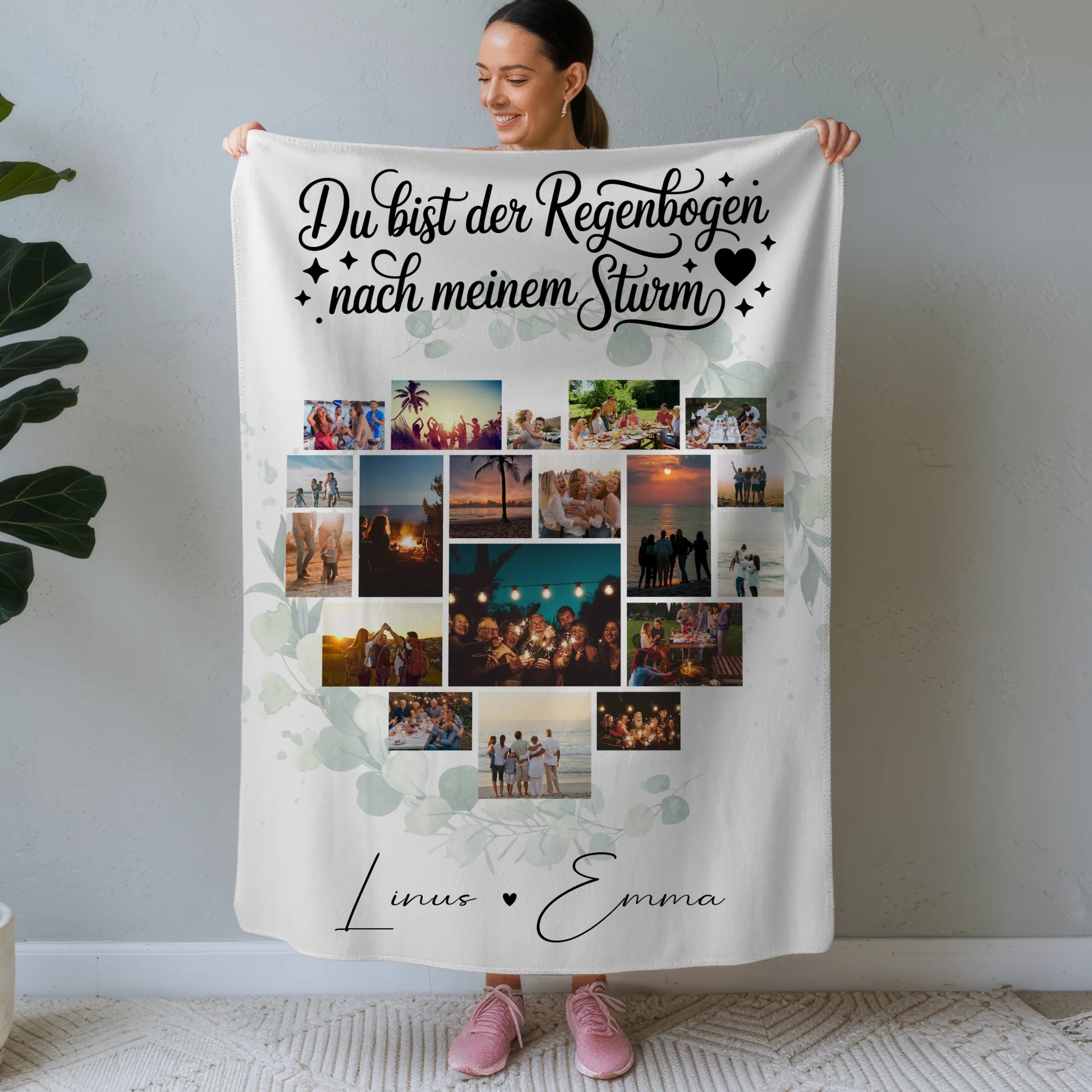 Personalisierte Decke Mit Namen Für Paare 19 Herz Fotos Du bist der Regenbogen Geschenk 1