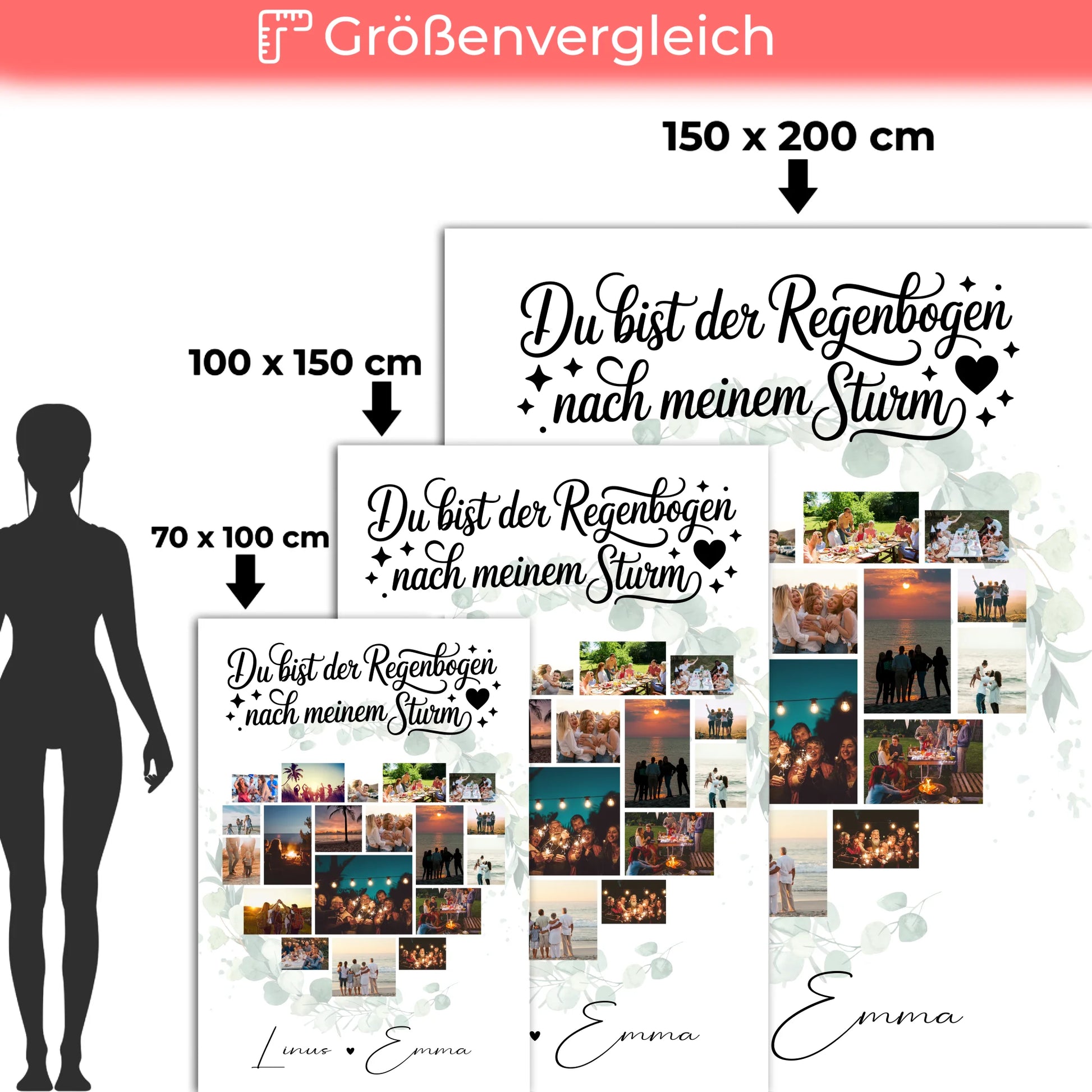 Personalisierte Decke Mit Namen Für Paare 19 Herz Fotos Du bist der Regenbogen Geschenk 5