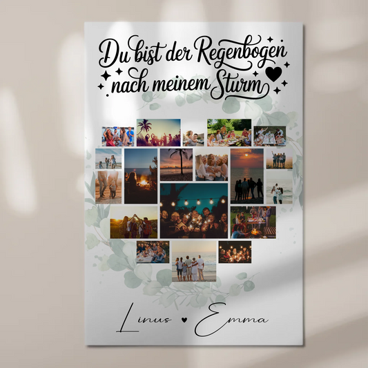Personalisierte Fotoboard Für Paare mit 19 Herz Fotos Du bist der Regenbogen Geschenk 1