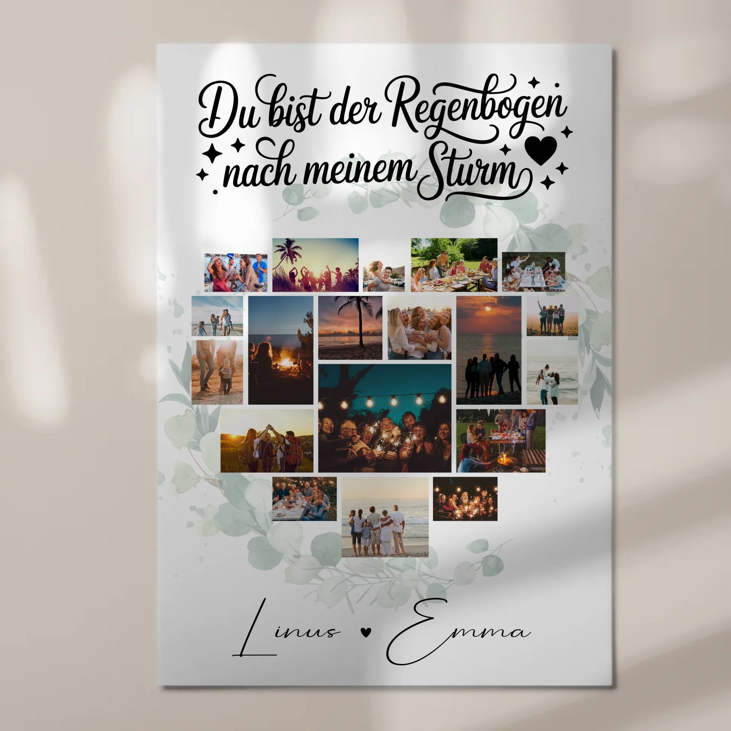 Personalisierte Fotoboard Für Paare mit 19 Herz Fotos Du bist der Regenbogen Geschenk 7