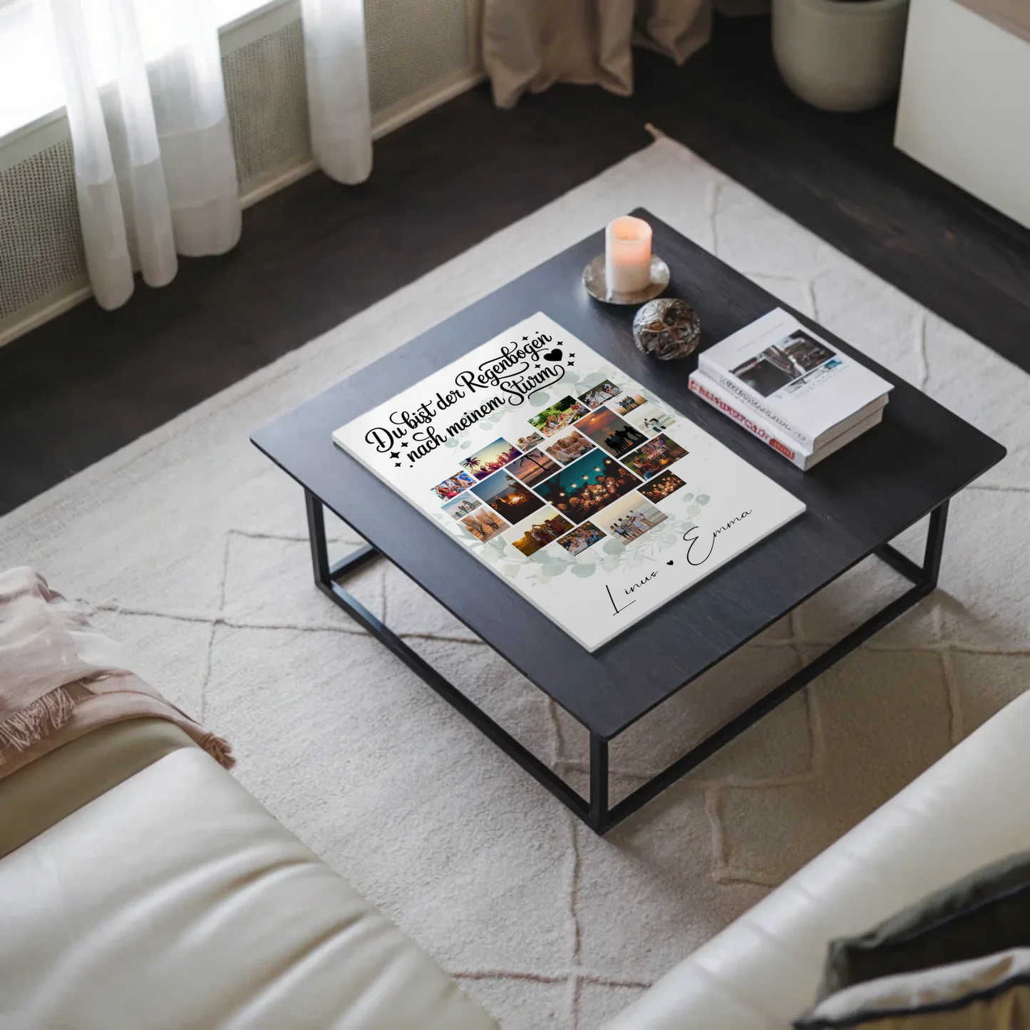 Personalisierte Fotoboard Für Paare mit 19 Herz Fotos Du bist der Regenbogen Geschenk