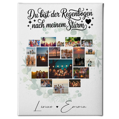 Personalisierte Pärchen Leinwand Für Paare mit 19 Herz Fotos Du bist der Regenbogen Geschenk 1