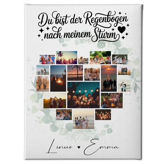 Personalisierte Pärchen Leinwand Für Paare mit 19 Herz Fotos Du bist der Regenbogen Geschenk 1