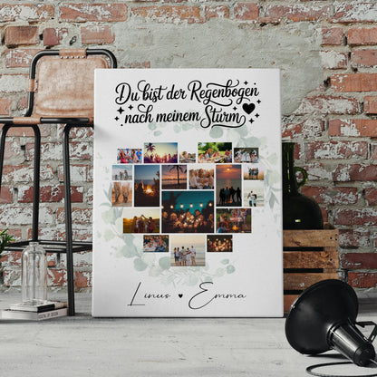 Personalisierte Pärchen Leinwand Für Paare mit 19 Herz Fotos Du bist der Regenbogen Geschenk 4