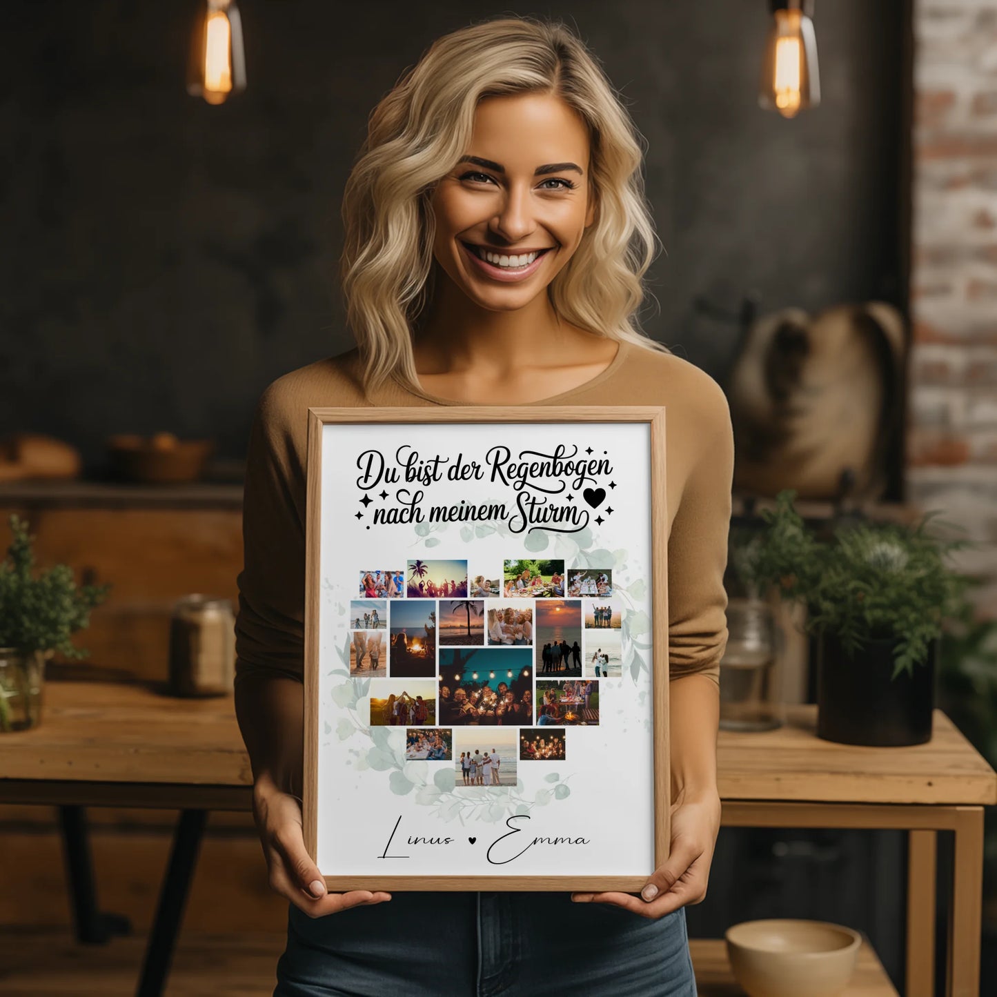 Pärchen Poster Personalisiert Du bist der Regenbogen Geschenk Für Paare 19 Herz Fotos