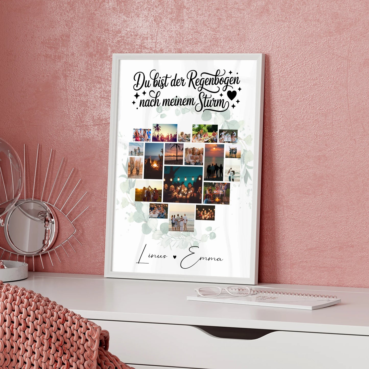 Pärchen Poster Personalisiert Du bist der Regenbogen Geschenk Für Paare 19 Herz Fotos