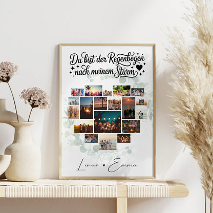 Pärchen Poster Personalisiert Du bist der Regenbogen Geschenk Für Paare 19 Herz Fotos