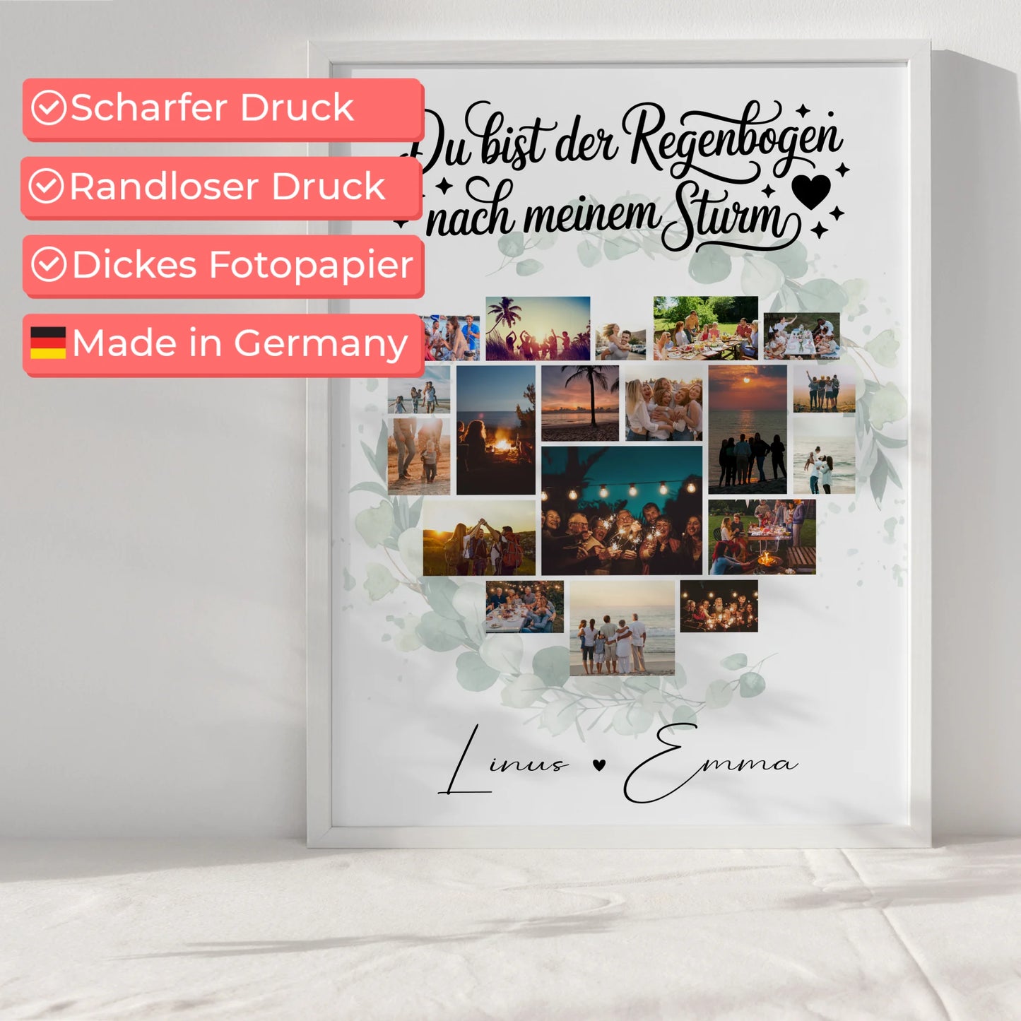 Pärchen Poster Personalisiert Du bist der Regenbogen Geschenk Für Paare 19 Herz Fotos