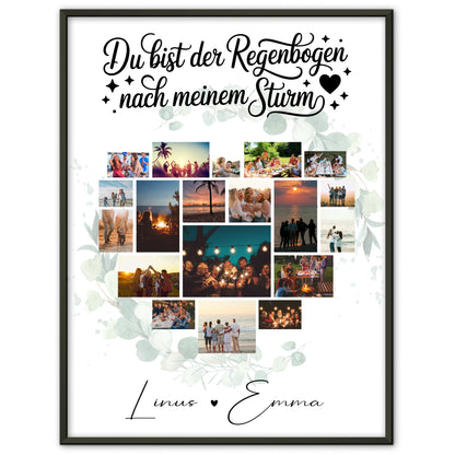 Pärchen Poster Personalisiert Du bist der Regenbogen Geschenk Für Paare 19 Herz Fotos