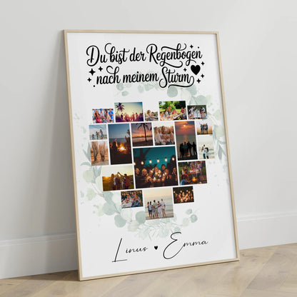 Pärchen Poster Personalisiert Du bist der Regenbogen Geschenk Für Paare 19 Herz Fotos