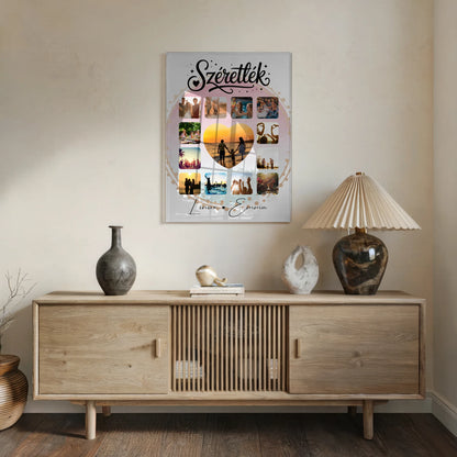 Personalisierte Acrylglas Mit Foto Fotocollage für Paare 13 Fotos Szeretlek Liebe auf Ungarisch Geschenk