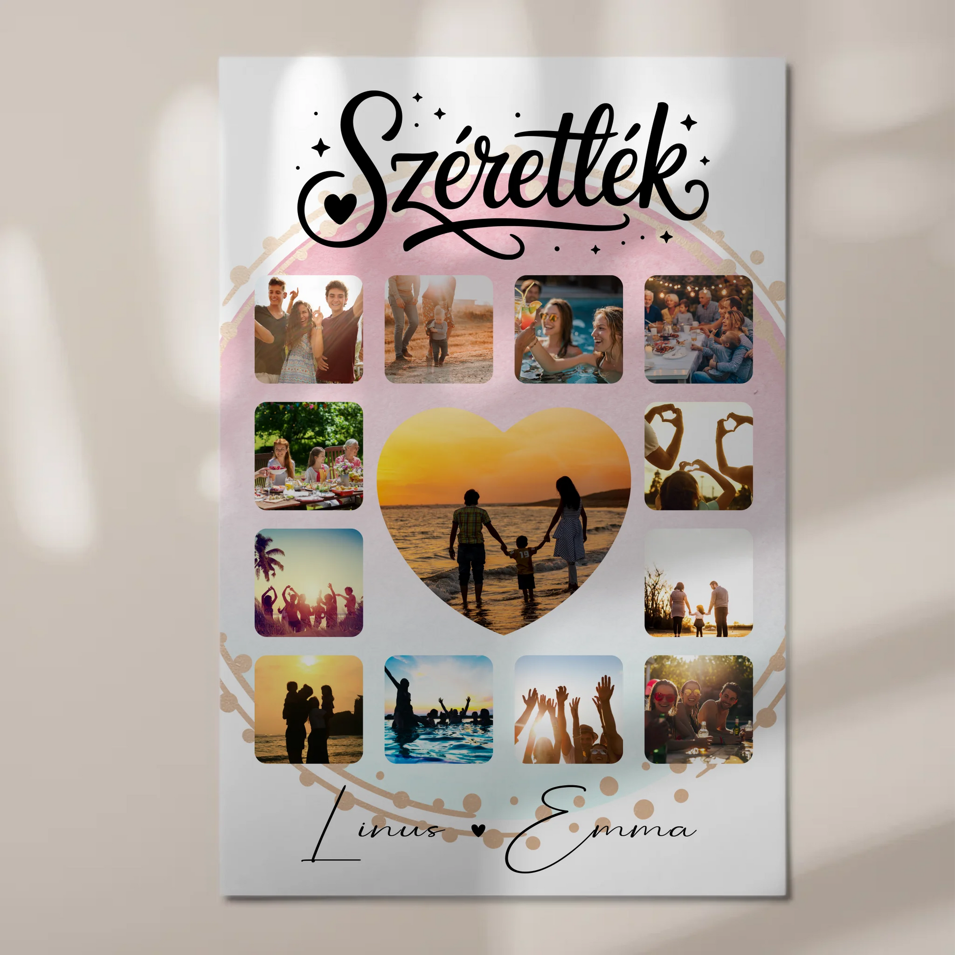 Personalisiertes Fotoboard Magnet Poster Fotocollage für Paare 13 Fotos Szeretlek Liebe auf Ungarisch Geschenk 1