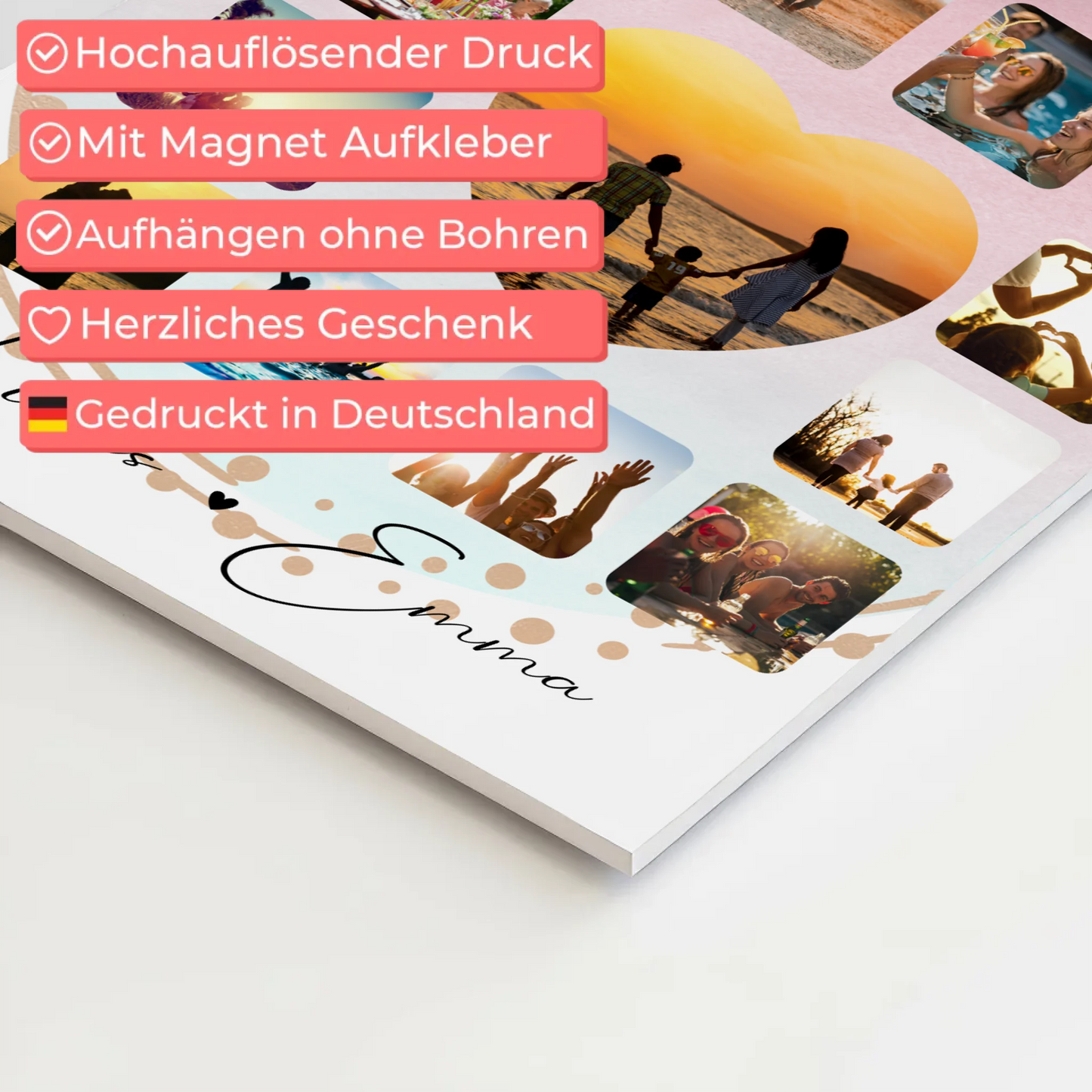 Personalisiertes Fotoboard Magnet Poster Fotocollage für Paare 13 Fotos Szeretlek Liebe auf Ungarisch Geschenk 4