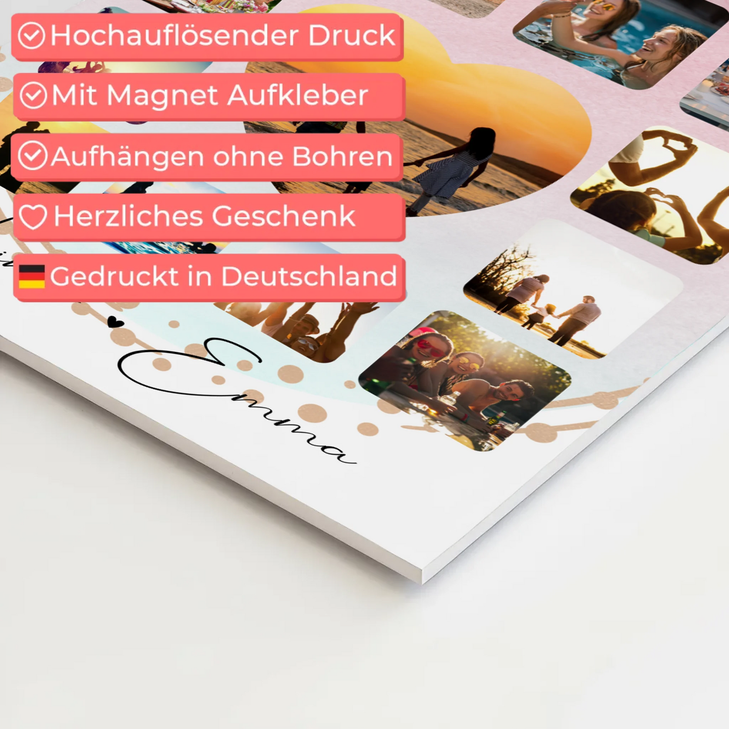 Personalisiertes Fotoboard Magnet Poster Fotocollage für Paare 13 Fotos Szeretlek Liebe auf Ungarisch Geschenk