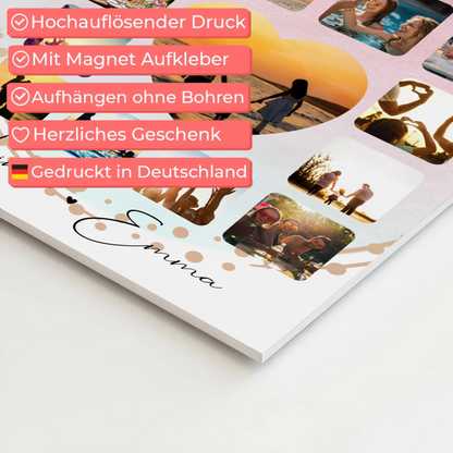 Personalisiertes Fotoboard Magnet Poster Fotocollage für Paare 13 Fotos Szeretlek Liebe auf Ungarisch Geschenk