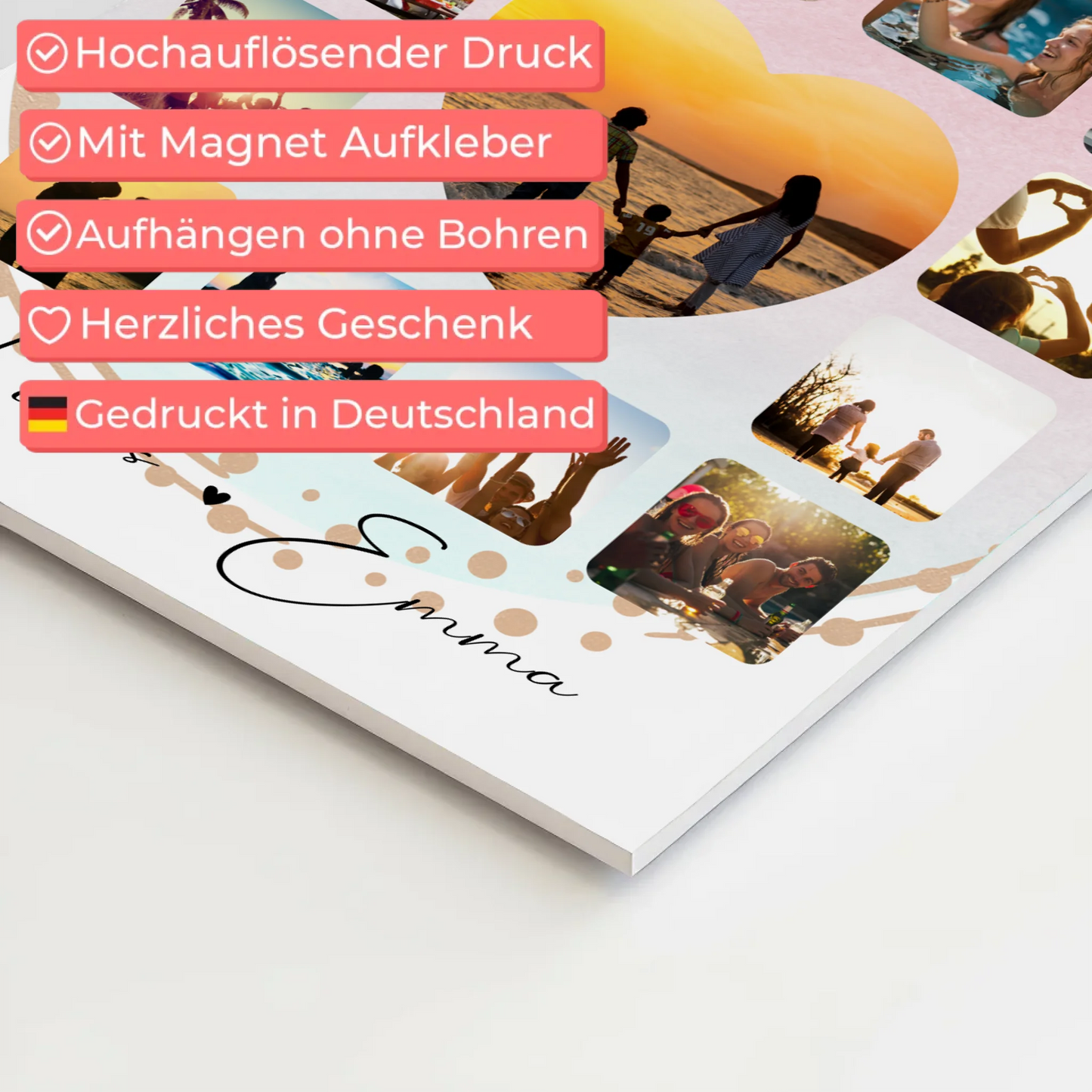 Personalisiertes Fotoboard Magnet Poster Fotocollage für Paare 13 Fotos Szeretlek Liebe auf Ungarisch Geschenk